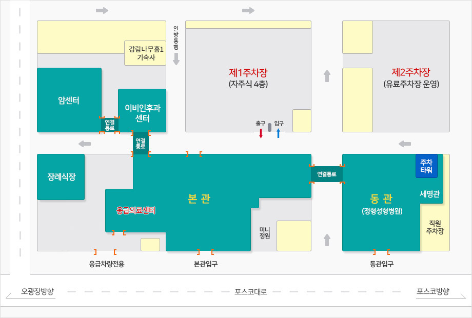 세명기독병원 주차장 위치안내