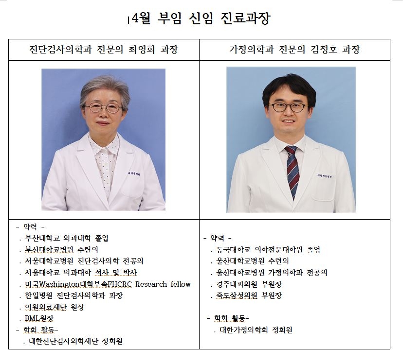 4월 신임 진료 과장